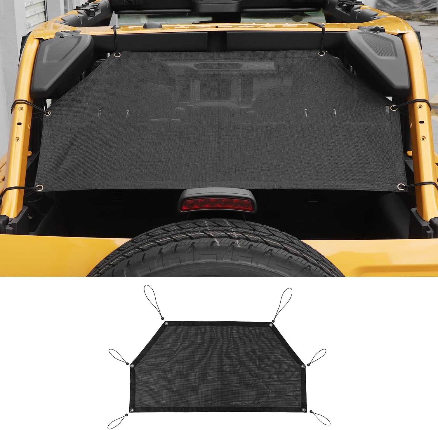 Sunshade for Bronco Trunk Sunshade Mesh Screen Cover Bikini Top Roof Sun Shade Insulation Net Provides UV Sun Protection for 2021 2022 Ford Bronco Accessories 4-Door