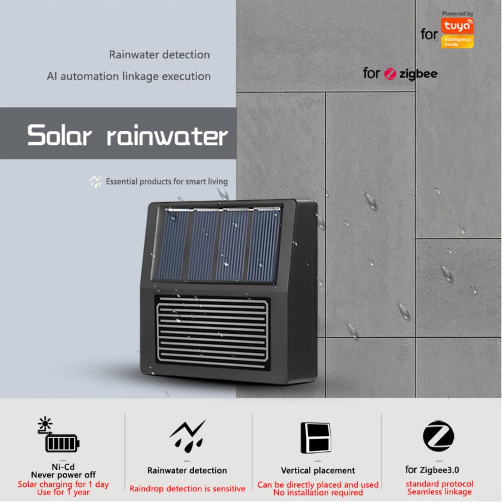 Per Tuya Per Sensore di Pioggia Intelligente Rivelatore Meteo Solare Con Trasmissione Dati In Tempo Reale IP65 Alloggiamento Resistente Alle intemperie Per Integrazione Smart Home