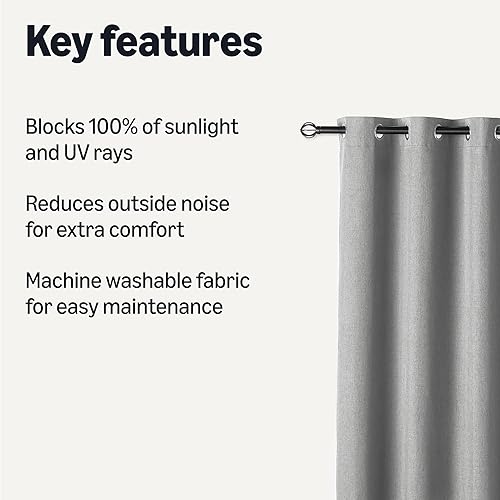Miniatura 2 de Tienda Basics Cortinas 100% opacas con ojales, 2 paneles, 52 x 84 pulgadas, gris oscuro