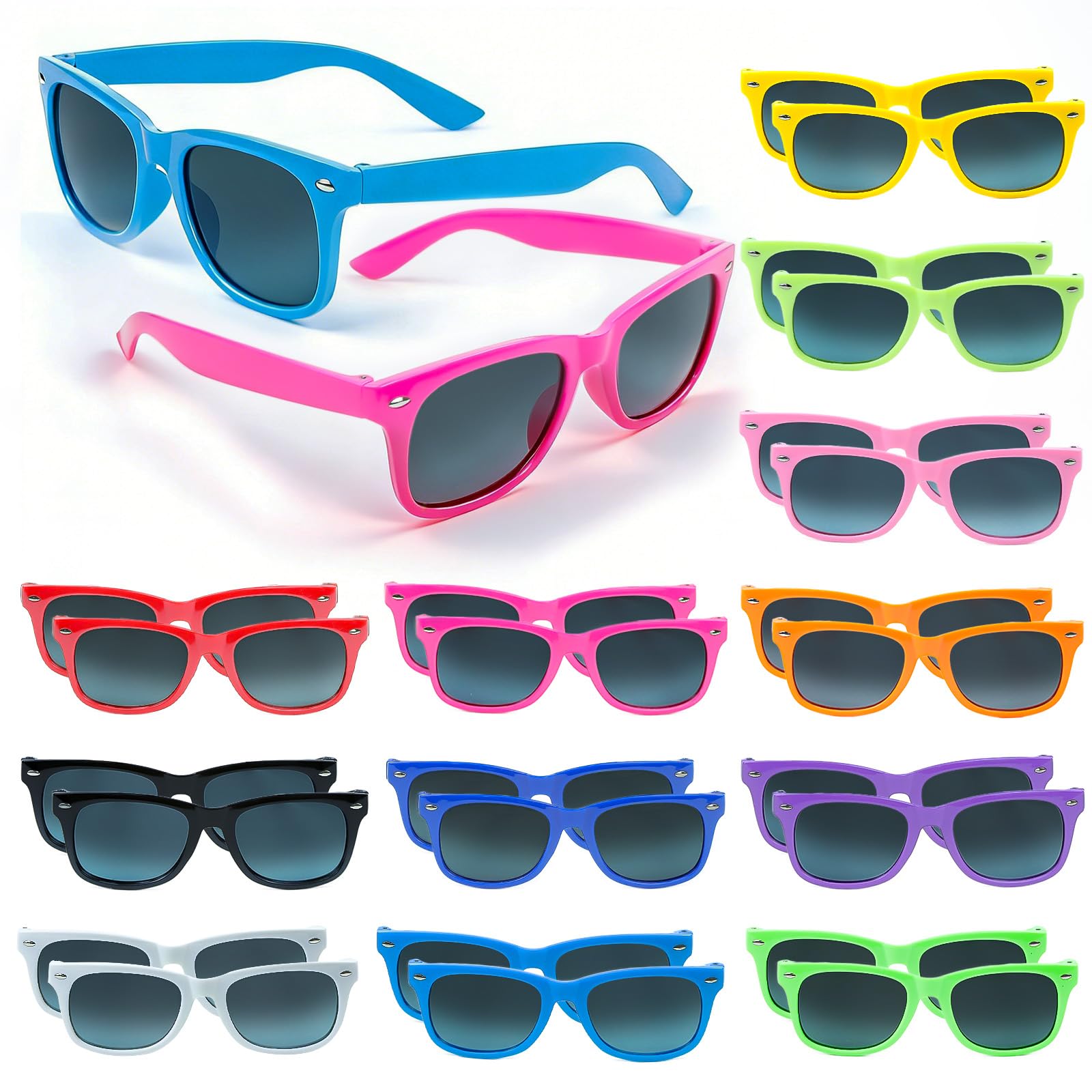 Ovneele Kids Sunglasses, 24 Pack Neon Colors Sunglasses, Toddler Sunglasses, Fun and Stylish Party Sunglasses for All Ages, Great Gifts for Birthday Party Supplies