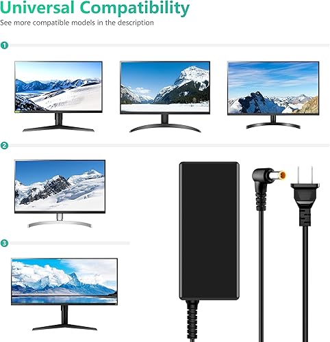 Miniatura 5 de FITE ON Adaptador de repuesto de CA de 19 V para LG 27GL83A-B 27GL850-B 27UN850-W 27QN600-B 24QP500-B 34WP65G-B 19" 20" 22" 23" 24" 27" 32" Monitor