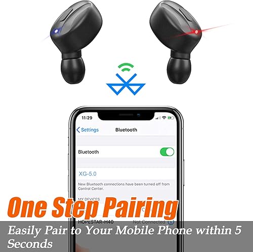 Miniatura 4 de Auriculares intrauditivos con estuche de carga, control táctil, auriculares impermeables con pantalla LED micrófono incorporado para deportes,