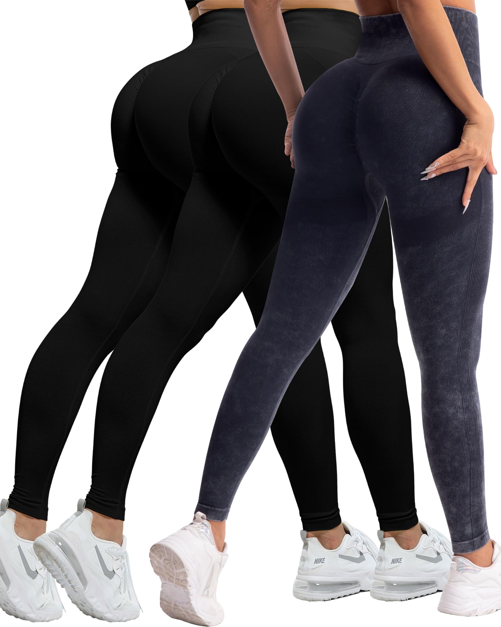 CHRLEISURE Workout Leggings Sets for Women, Gym Scrunch Butt Butt Lifting Seamless Leggings 3 Piece