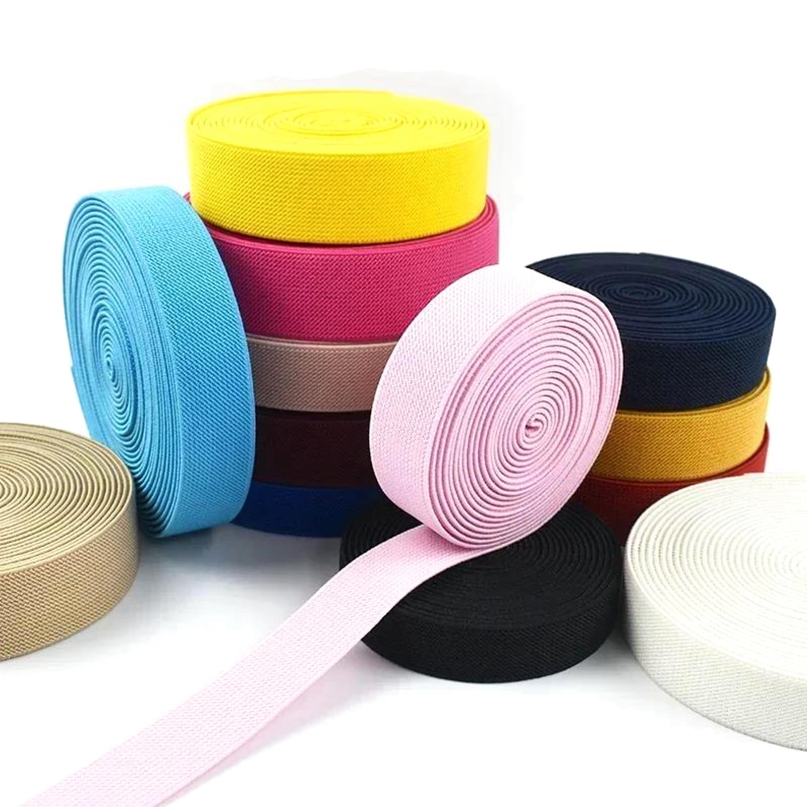 Bandas elásticas Banda elástica ancha y plana Banda elástica de 5 metros (20-50 mm) for coser pantalones, ropa interior, cinturilla, accesorios de bricolaje, color rojo, 25 mm(Schwarz,25mm)
