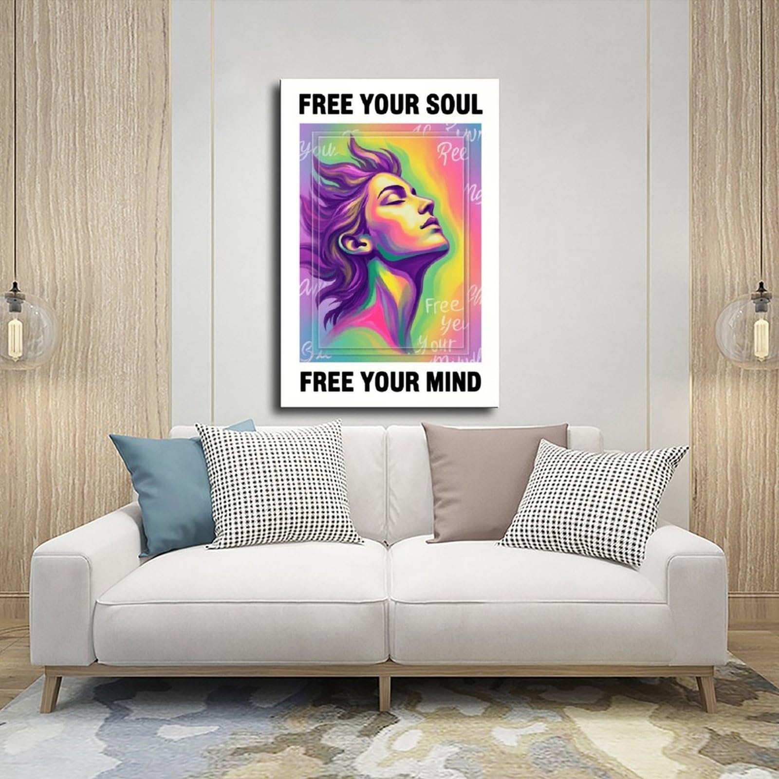 AYINUER Buntes abstraktes Portrait-Leinwand-Poster, Wandkunst, Dekordruck, Gemälde für Wohnzimmer, Schlafzimmer, Dekoration, ungerahmt, Druck-Stil, 61 x 91,4 cm (L x B)