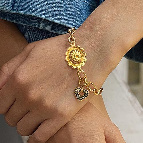 Miniatura 6 de BronaGrand 60 dijes de girasol de aleación vintage con cuentas de girasol, dijes de conector de flores, suministros de manualidades para