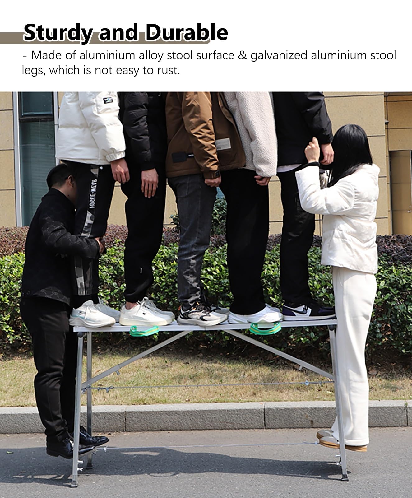 Andamio Plataforma de Andamio Regulable en Altura, Equipo de Plataforma de Trabajo Antideslizante, Tablero de Aluminio y Tubo de Acero Galvanizado, Gran Capacidad de Carga(Silver,L-120cm(47 1/4"))