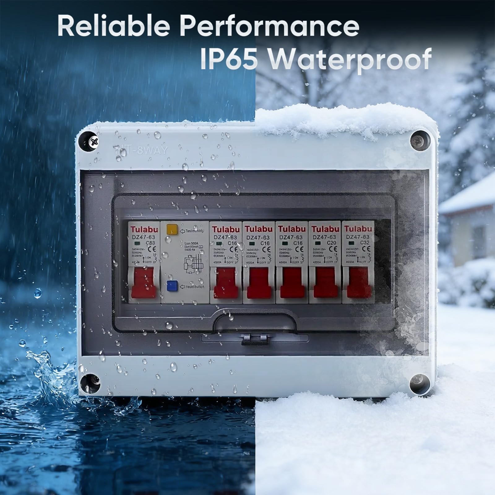 Scatola Elettrica da Esterno IP65, con 5 Vie Interruttore Dell'aria 3x16 A+20A+32A, Impermeabile Quadro Elettrico 63A, Scatola dei fusibili a parete per Essere Utilizzato All'interno e All'esterno