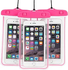 Bolsa Impermeável Universal para Celular – Capa Protetora 100% Vedada, Fotos Subaquáticas, Ideal para Aventura e Camping -Rosa