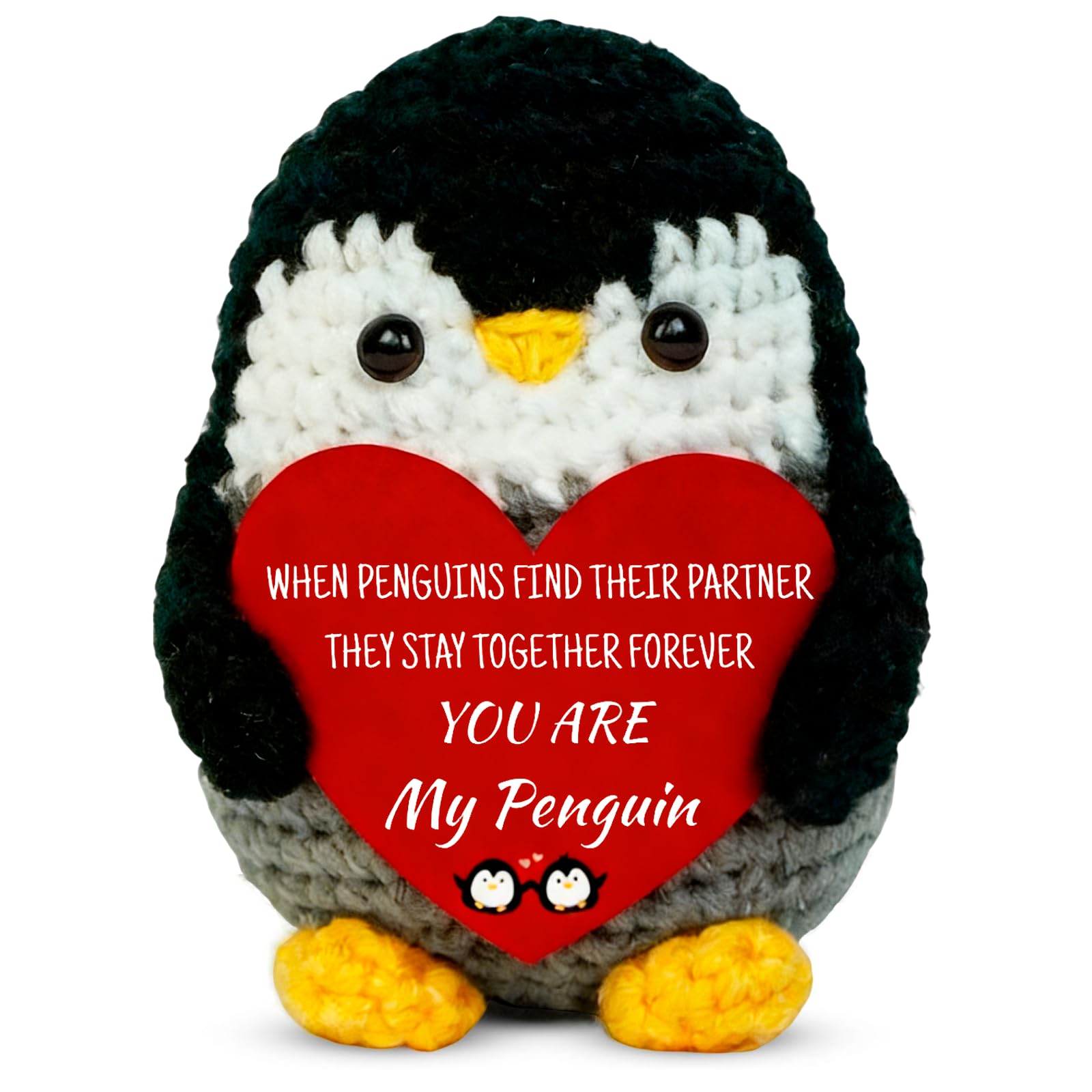Handmade Crochet Penguin Gifts - Knitted You Are My Partner Heart Anniversary Presents For Him - Couple Gifts, Romantic Boyfriend Girlfriend Keepsake For Valentine's Day Christmas Birthday