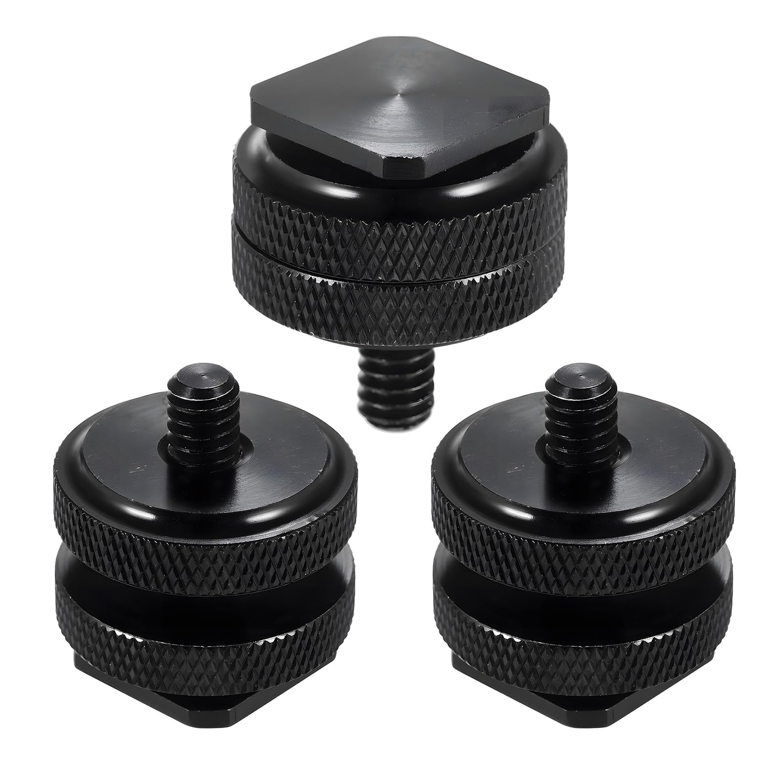 3 Pack Camera Hot Shoe Mount Adapter with 1/4"-20 Screw for DSLR Camera Rigs,Improved Flash Compatibility with Dual Nut Set