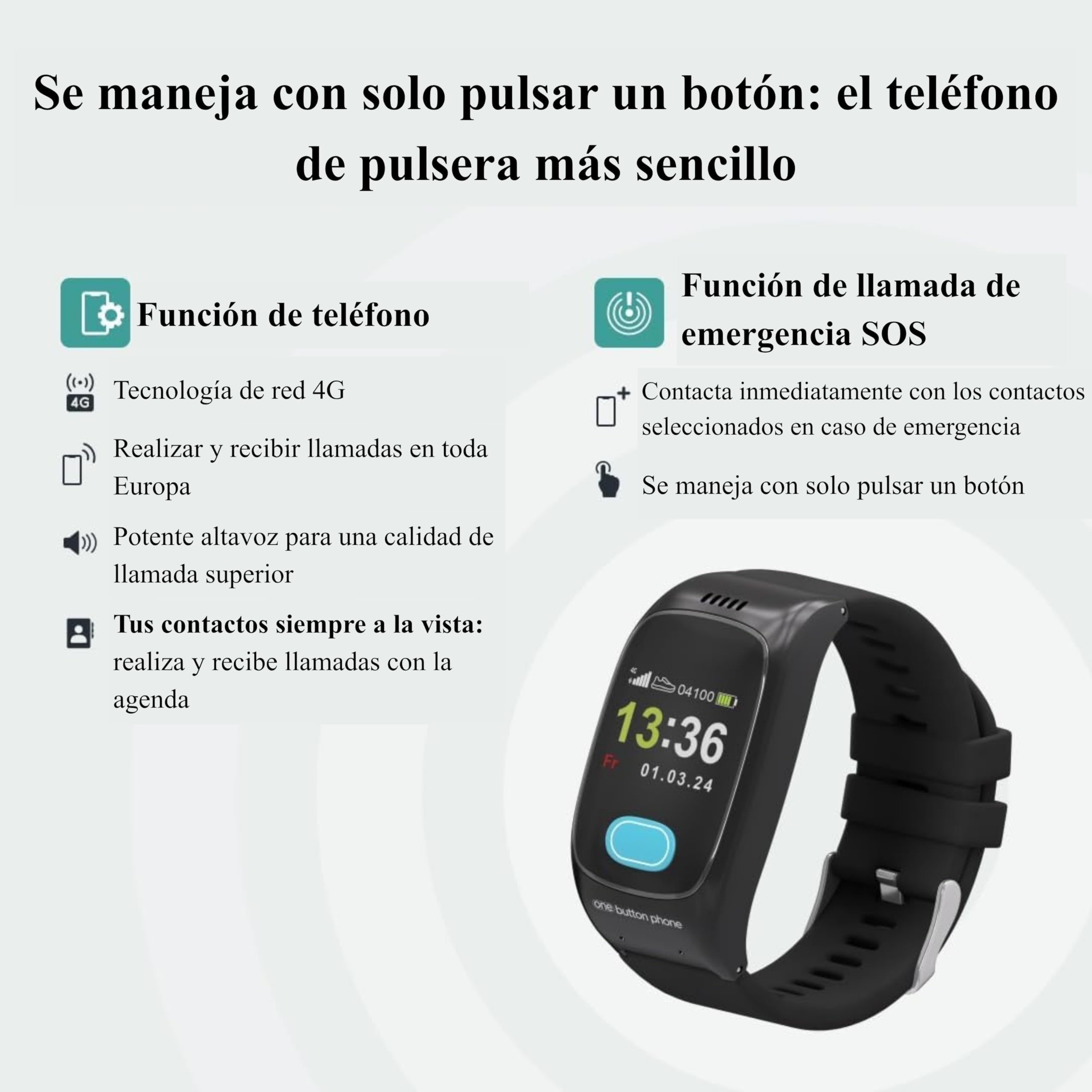 Reloj GPS SOS Localizador Mayores | Sin Abono | Detector de Caídas, Función Teléfono 4G, Monitor de Salud | Sin Cuotas, App Familiar en Español