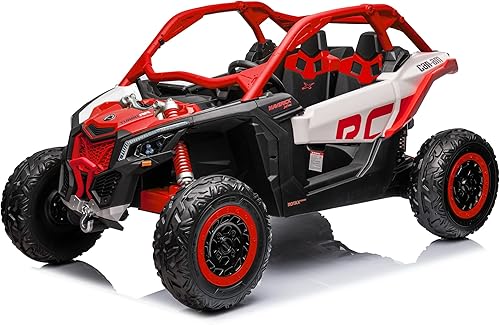 Miniatura 8 de sopbost Autos de juguete con licencia CAN-AM Maverick de 24 V y 2 plazas 4WD todoterreno con control remoto SXS UTV Vehículo eléctrico para niños,