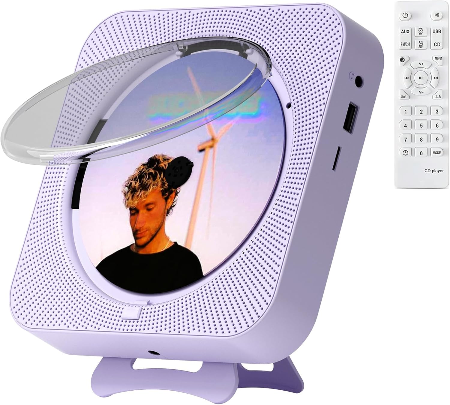 CD Player Portable Bluetooth Desktop CD Player for Home, Mini Cute CD Players for Kids, Built-in Dual Speakers and LED Display with Remote Control, Supports CD/FM Radio/USB/AUX/Timer/Repeat (Purple)