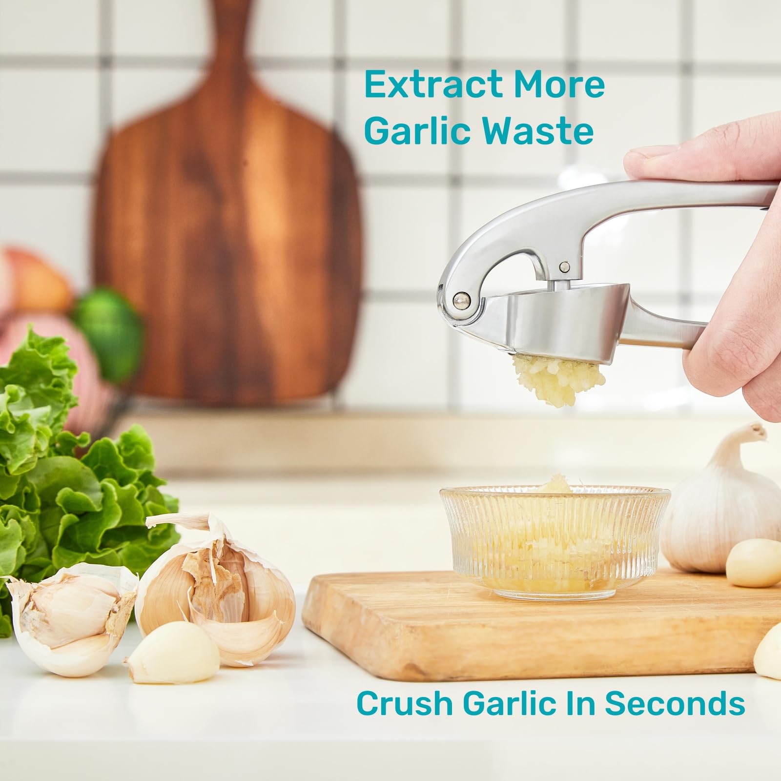 HiramWare Presse-ail, Presse-ail de cuisine premium antirouille avec manche ergonomique, Presse-gingembre avec bonne prise en main, Facile à nettoyer, Passe au lave-vaisselle