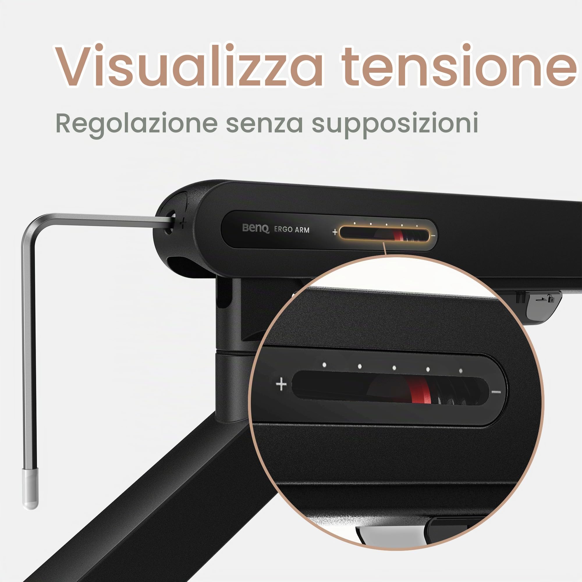 BenQ Ergo Arm BSL01 – Braccio per monitor, regolazione fluida, supporto da scrivania stabile, compatibile VESA (75×75, 100×100), supporta fino a 40" e 11 kg. Spessore scrivania 10~50 mm