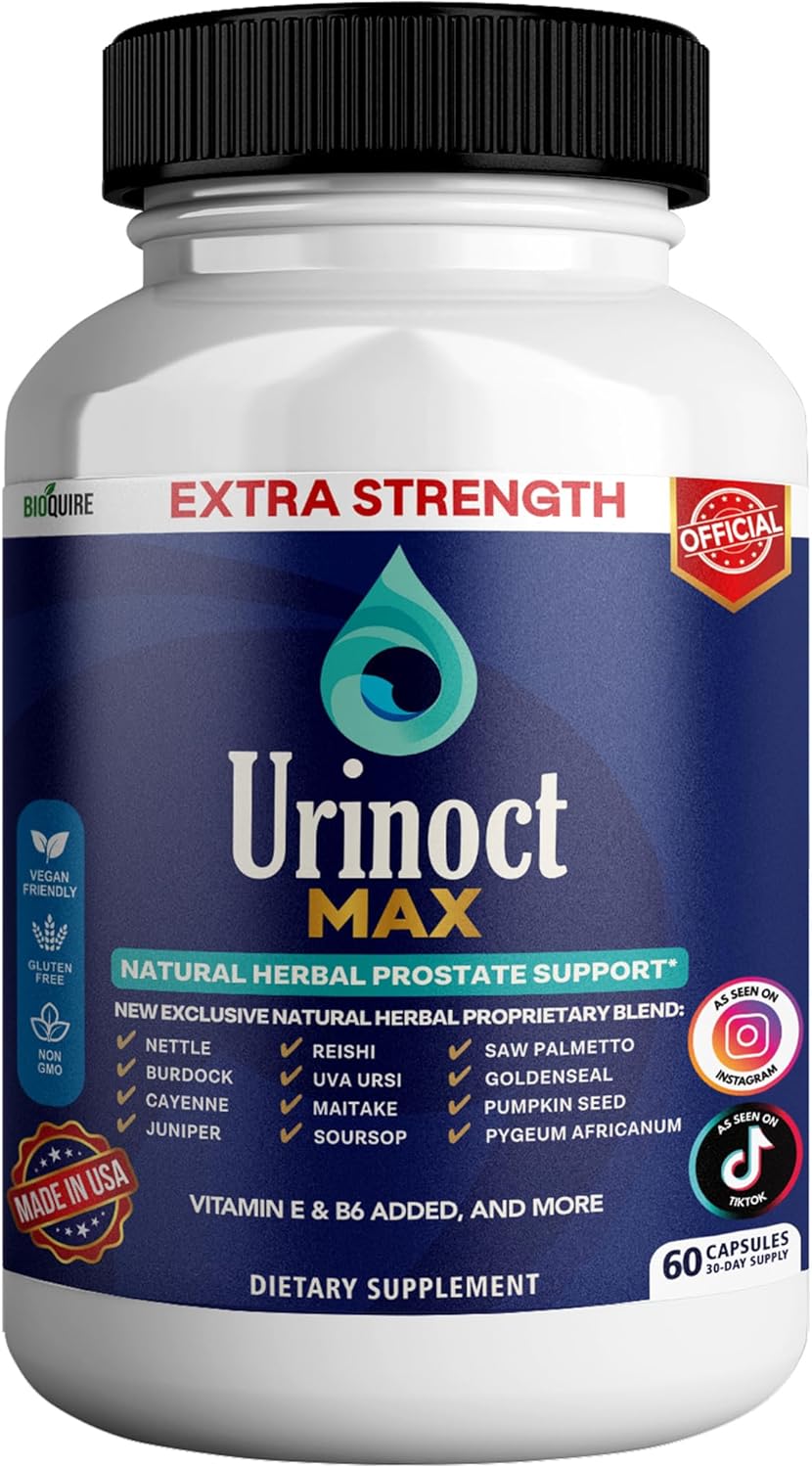 Urinost Max Extra Strength Prostate Supplement, 60 Capsules, Natural Herbal Formula with Saw Palmetto, Vitamin E, B6, 30 Day Supply (5)