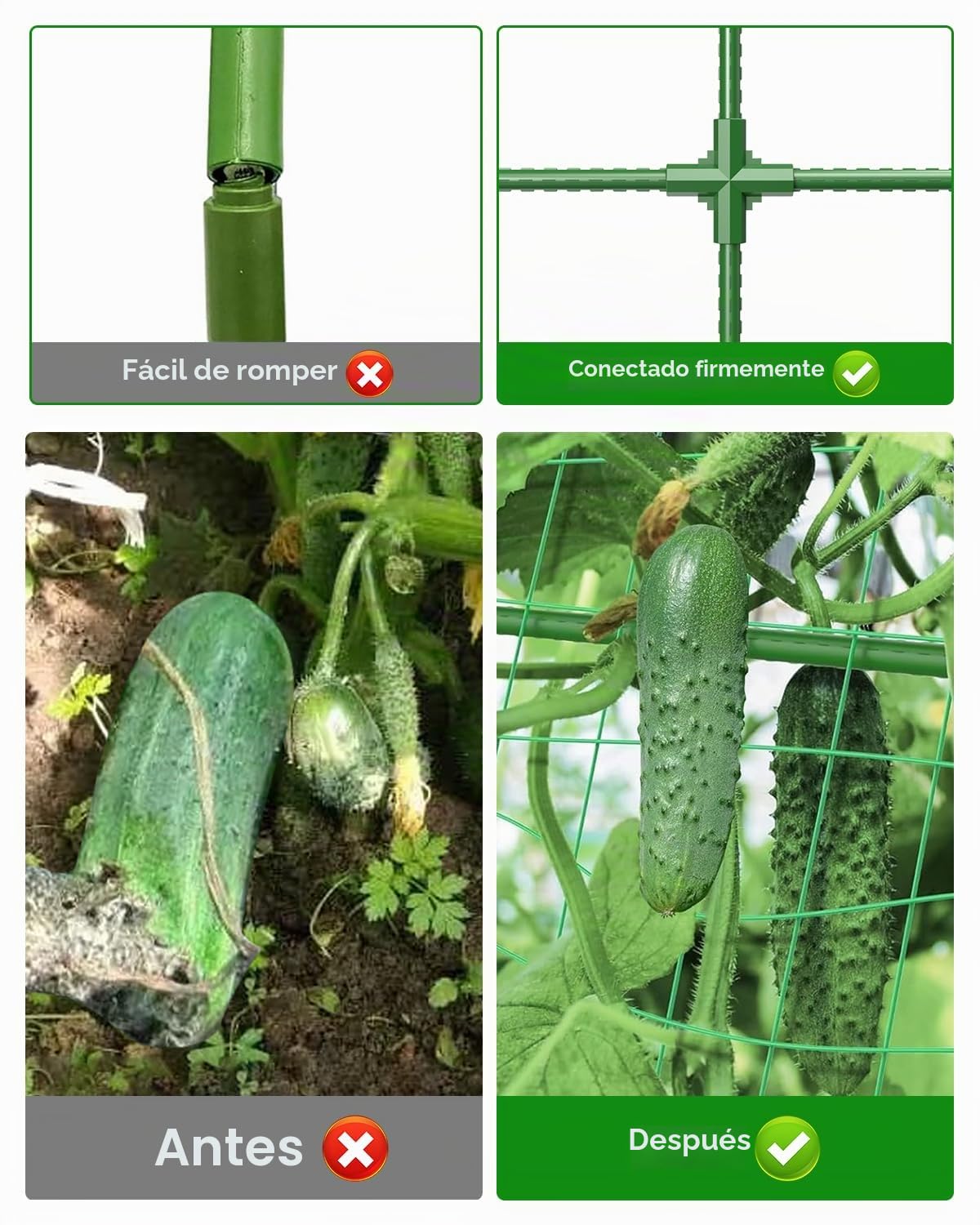 MYMULIKE Paquete de 2 enrejados de Pepino para Cama elevada, Enrejado de jardín para Plantas trepadoras al Aire Libre, Marco en A Desmontable, Soporte de Cultivo de Plantas para Guisantes, Calabaza