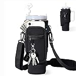 dabria Water Bottle Carrier Bag with Phone Pocket for Stanley 40/30 oz Tumbler Neoprene Water Bottle Holder Pouch with Adjustable Strap Bollus with Straw Cover & Carabiner for Stanley Cup Accessories
