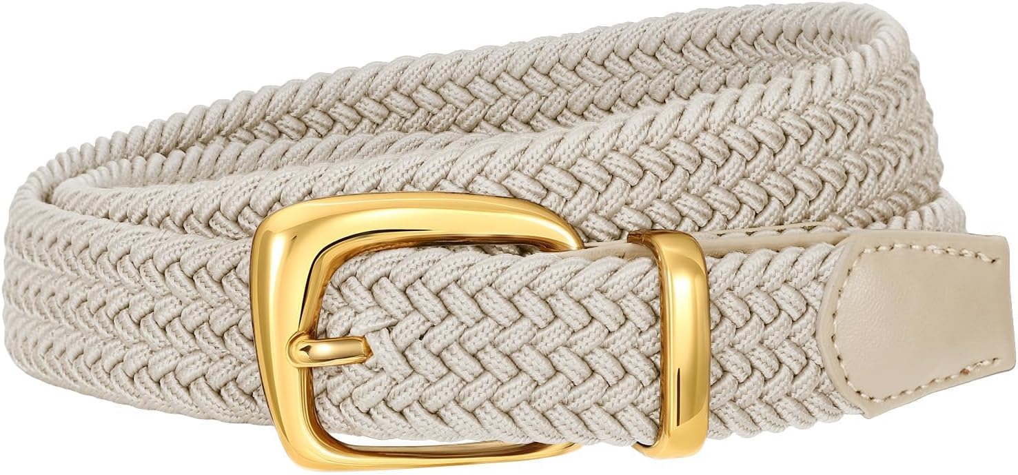 SANSTHS Women Elastic Braided Belt Fashion Stretch Woven Belt for Pants Jeans Ladies Golf Casual Waist Belt