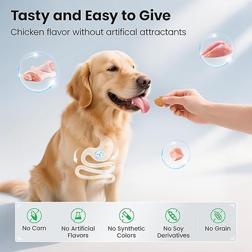 Miniatura 5 de PawFirst Suplemento de probióticos masticables para perros, apoya la salud digestiva e intestinal, con prebióticos y enzimas para aliviar la diarrea