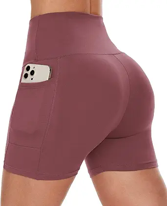 CAMPSNAIL Biker Shorts Women with Pockets - 3"/5"/8" High Waisted Workout Spandex Tummy Control Gym Running Yoga Shorts