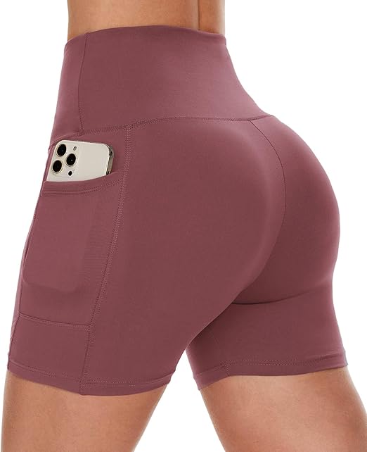 CAMPSNAIL Biker Shorts Women with Pockets - 3"/5"/8" High Waisted Workout Spandex Tummy Control Gym Running Yoga Shorts