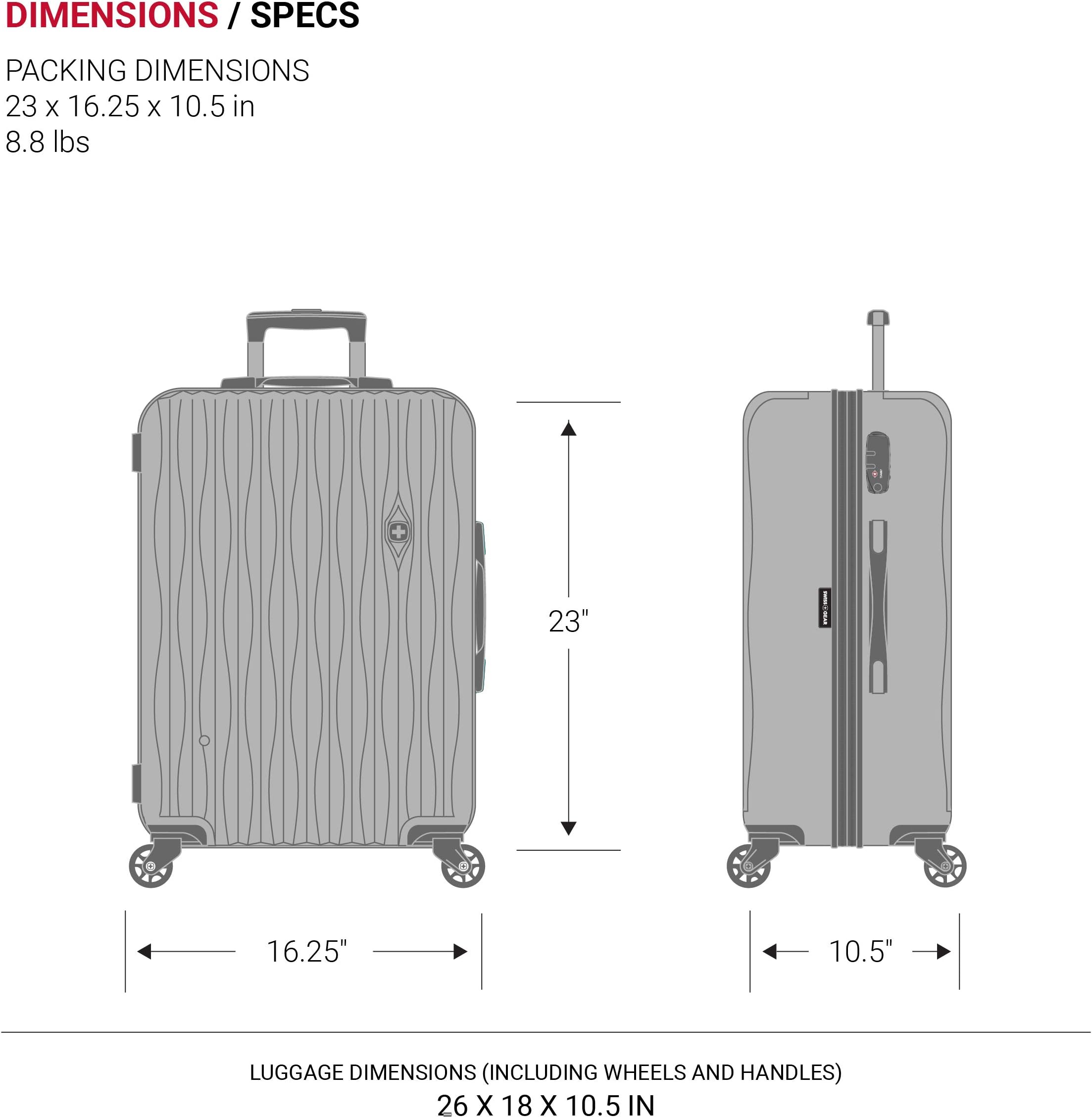 SwissGear 7272 Energie Expandable Hardside Luggage with Spinner Wheels and TSA Lock, Periwinkle Blue, Checked-Medium 24-Inch