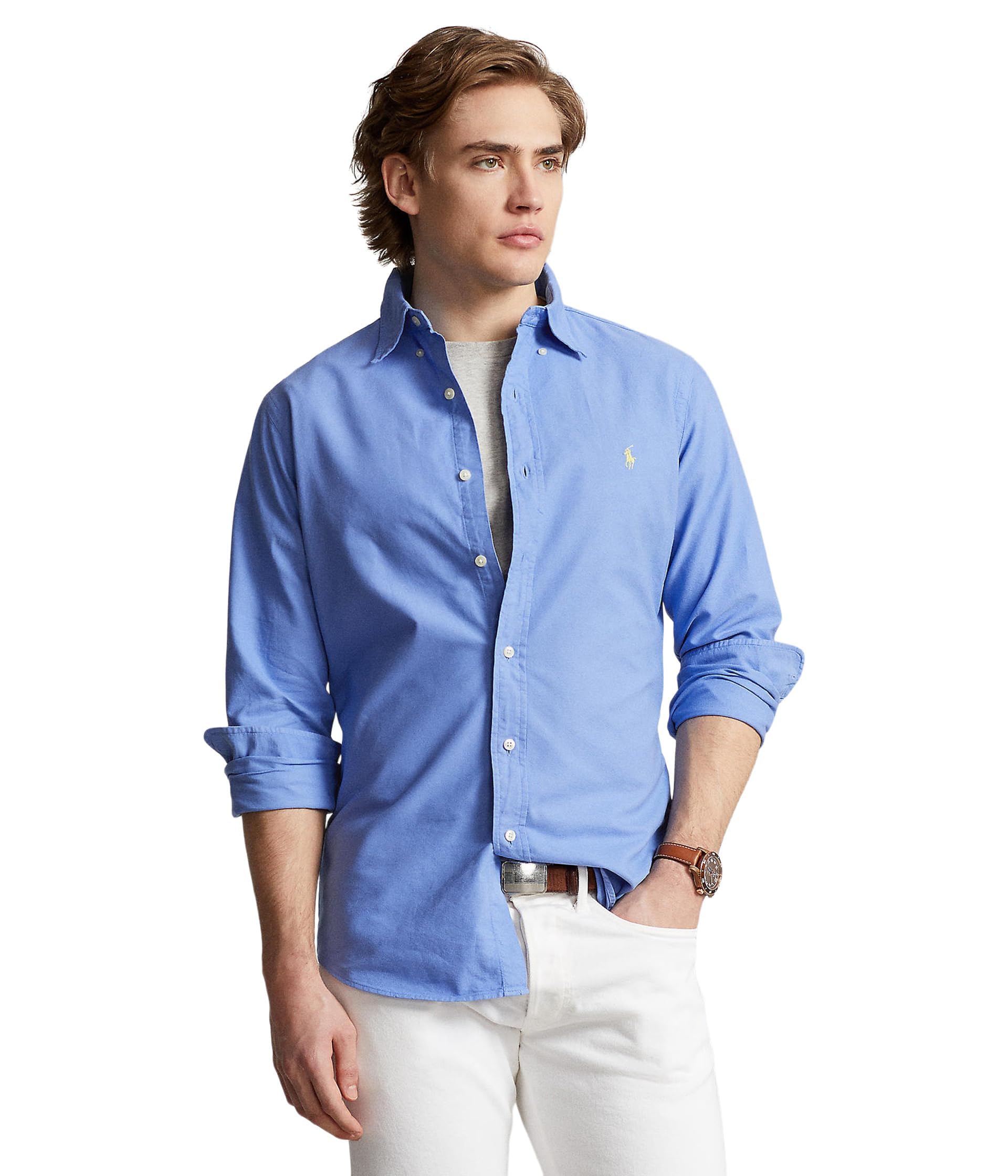 Polo Ralph Lauren Men's Classic Fit Gingham Oxford Shirt L Harbor Island Blue.