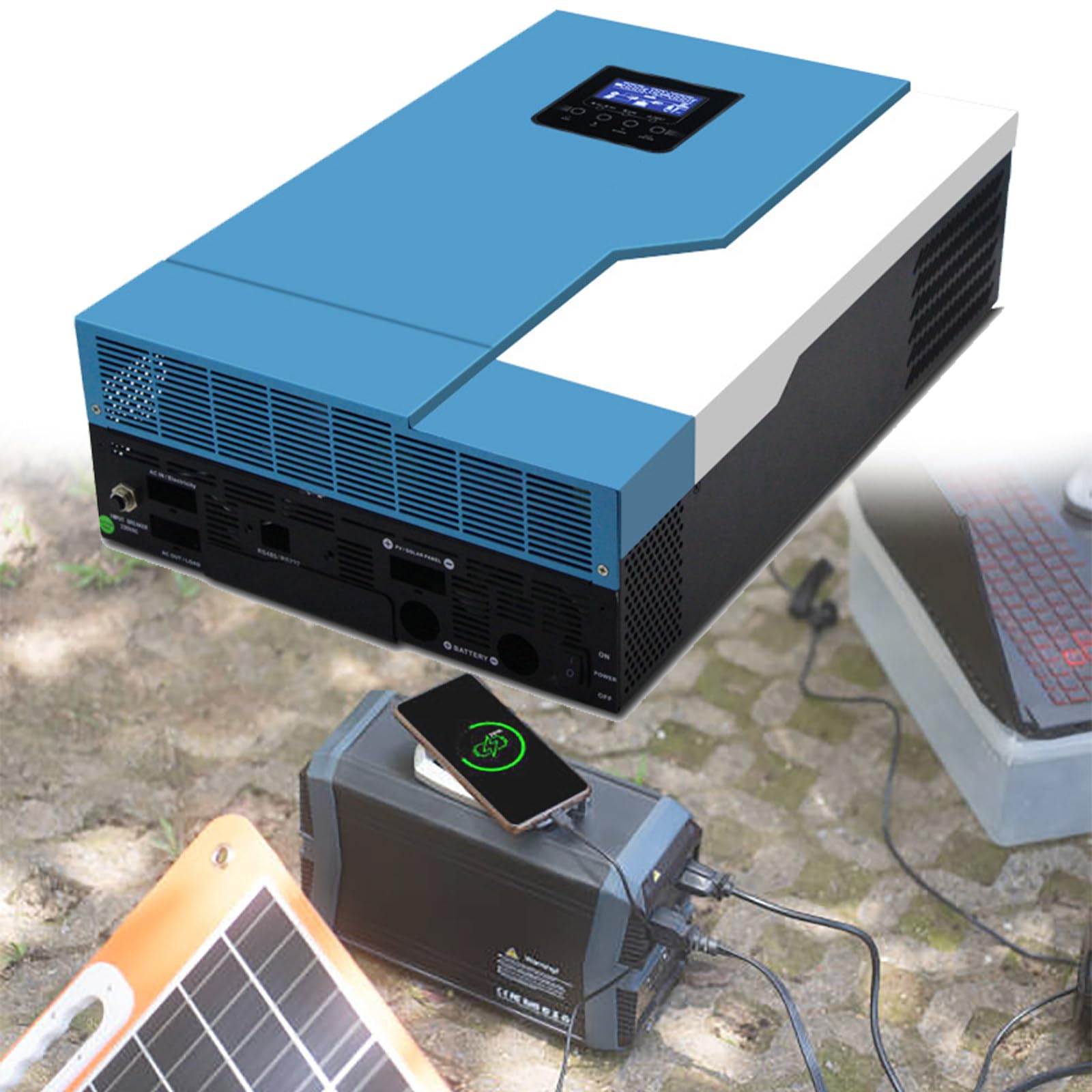 Inverter Solare 5500W 48V Regolatore MPPT 110A Integrato + Caricabatterie CA 80A, Inverter di Potenza a Onda Sinusoidale Pura Ingresso FV Massimo 6000W, 500V, per Batterie da 48V