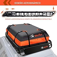 Vista 3 de MeeFar Cesta de portaequipajes universal para techo de 51" X 36" X 5" + Bolsa impermeable de 15 pies cúbicos (44" 34" 17"), y red de carga