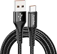 Basike Cabo USB-C (tipo C) para USB, 27W Carregamento Rápido, Nylon Trançado, 1MT (Preto)