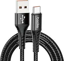 Basike Cabo USB-C (tipo C) para USB, 27W Carregamento Rápido, Nylon Trançado, 1MT (Preto)