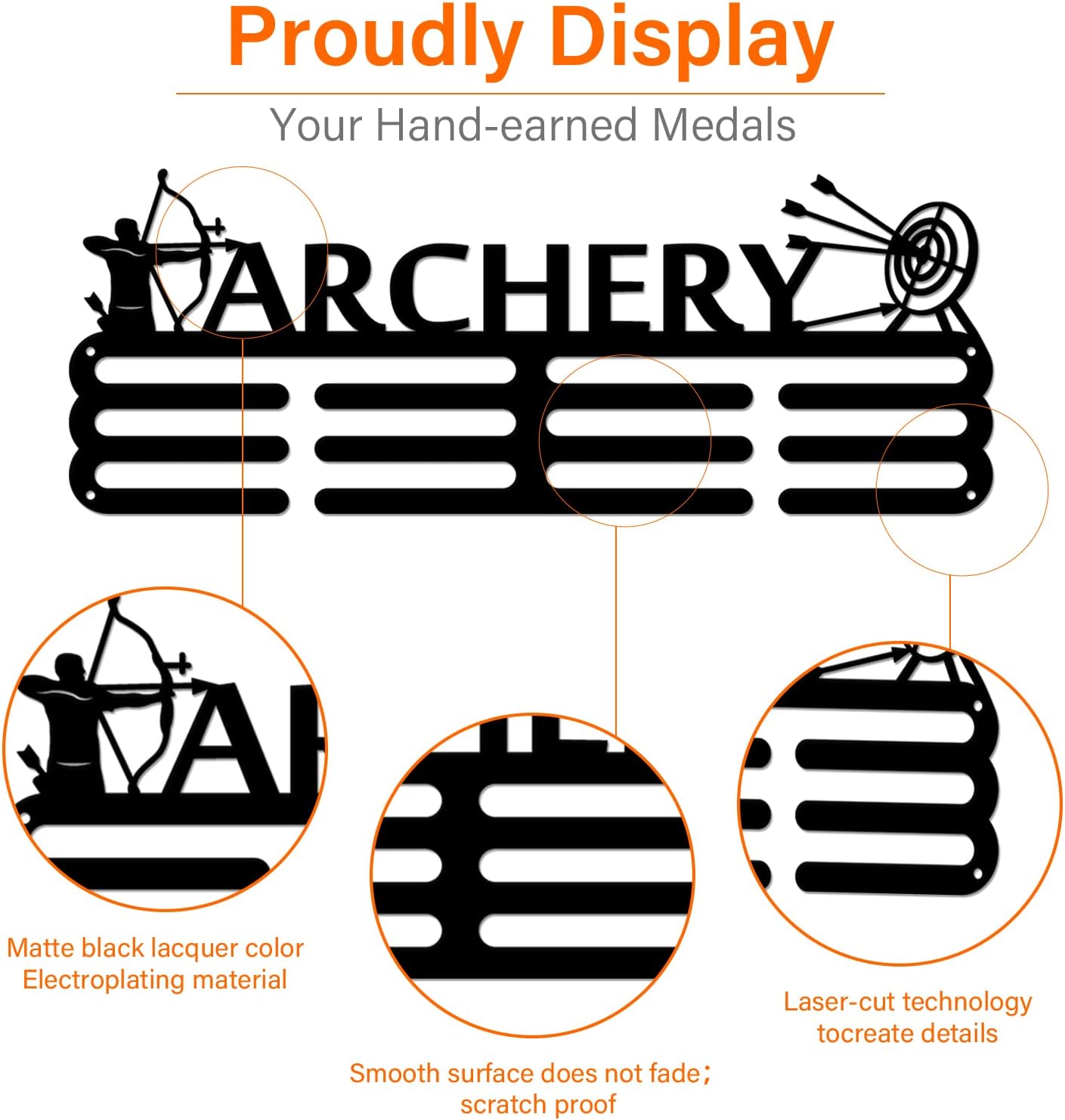 SUPERDANT Medal Hanger Sports Medals Holder Personalised Award Black Metal Rack Wall Mount Competition Hanging Hooks Gifts for Athletes