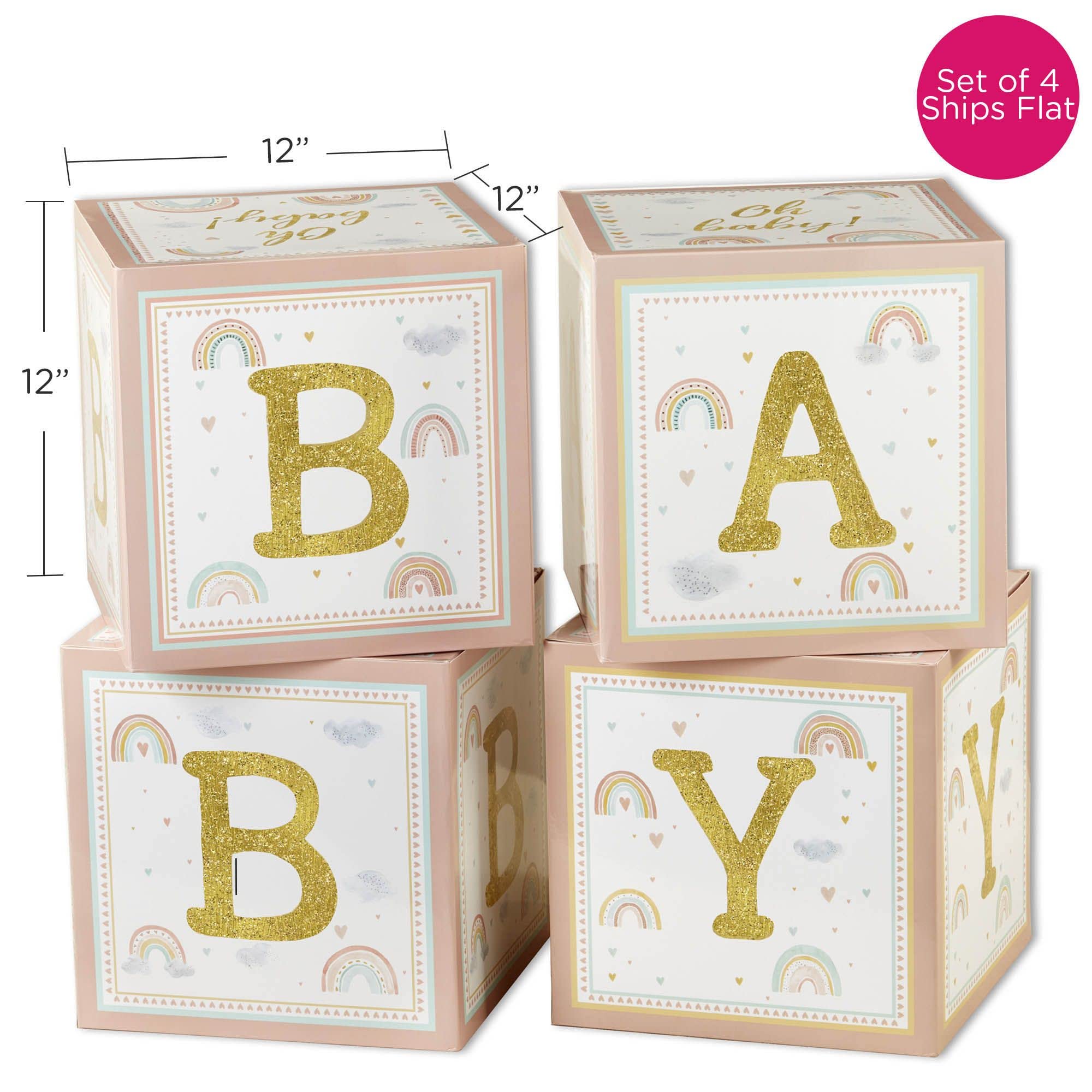 Kate Aspen Babyparty Gästebuch-Alternative 'Oh Baby' | Schattenbox-Rahmen Mit Holzherzen | Geschlechtsneutrales Design