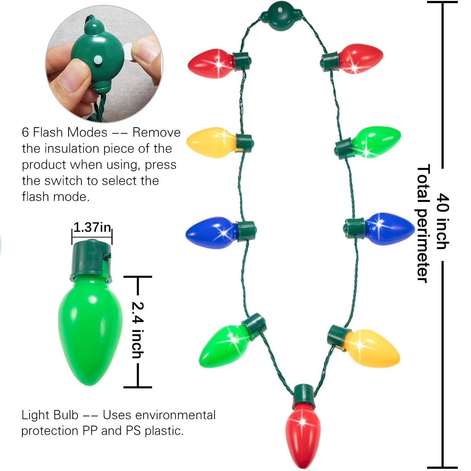Weihnachts LED Halskette - Bunte Leuchthalskette Für Partys & Festivals