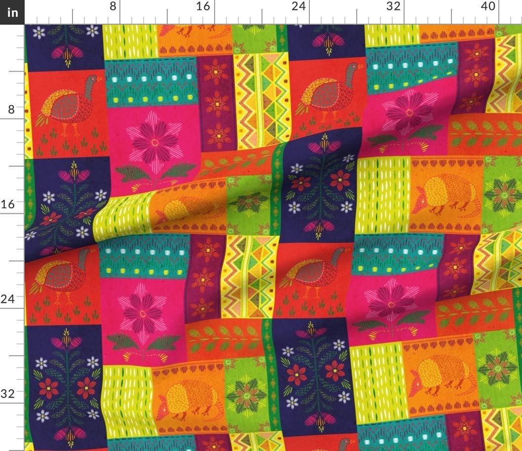 Spoonflower Fabric - Mexican Bright Colourful Cheater Quilt Rainbow Fiesta Printed on Petal Signature Cotton Fabric by The Yard - Sewing Quilting Apparel Crafts Decor