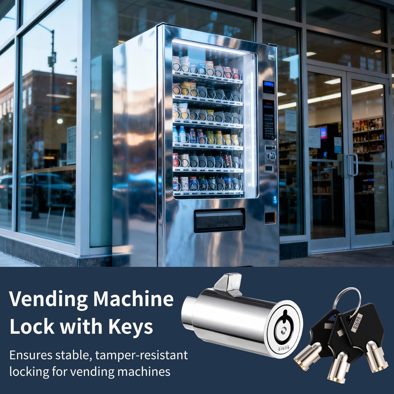 5 Sets Keyed Alike Security Locks for Vending Machines, Metal Tubular Keyway, Numbered Cylinder Set, Suitable for Snack, Toy Claw Machines