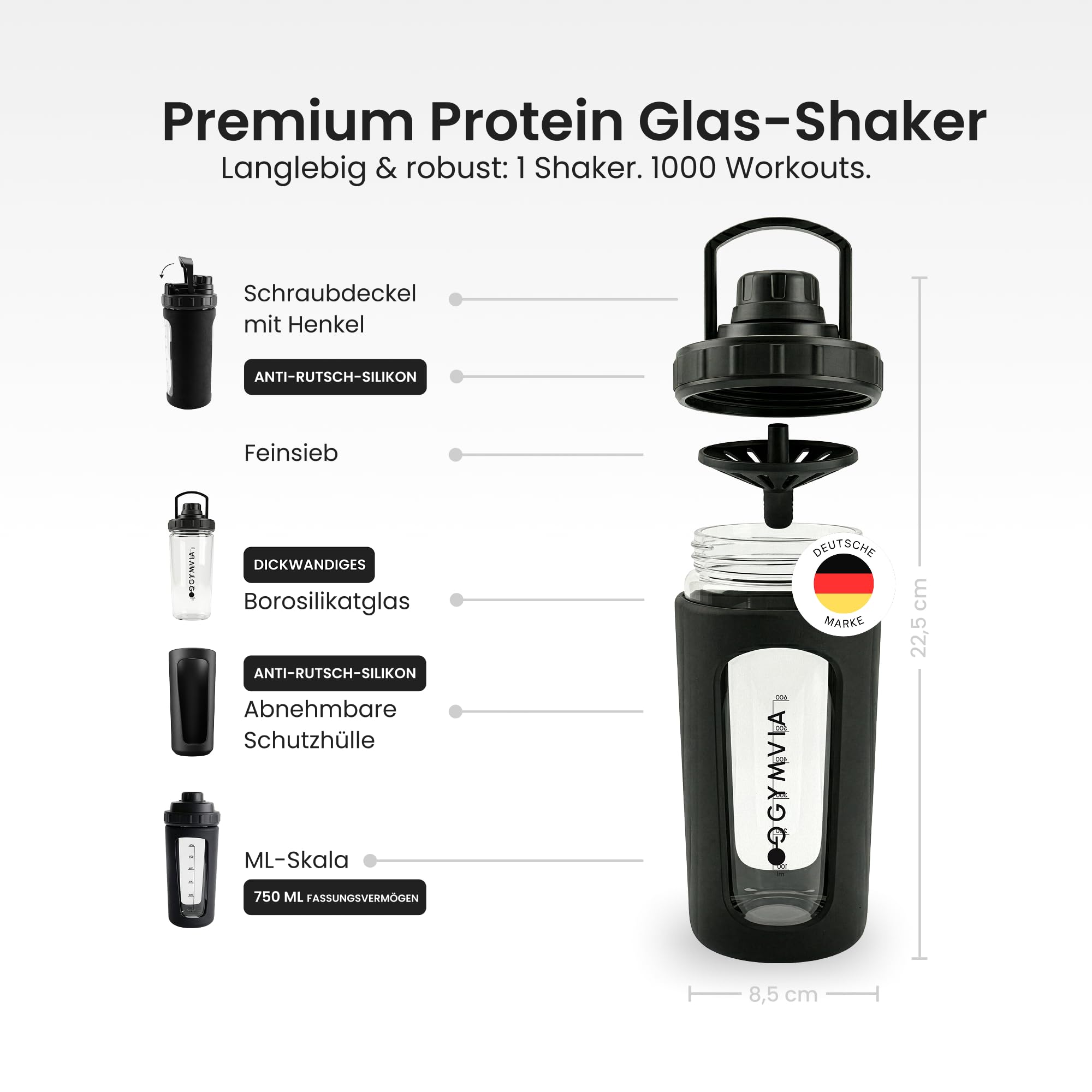 Shaker di proteine in vetro borosilicato