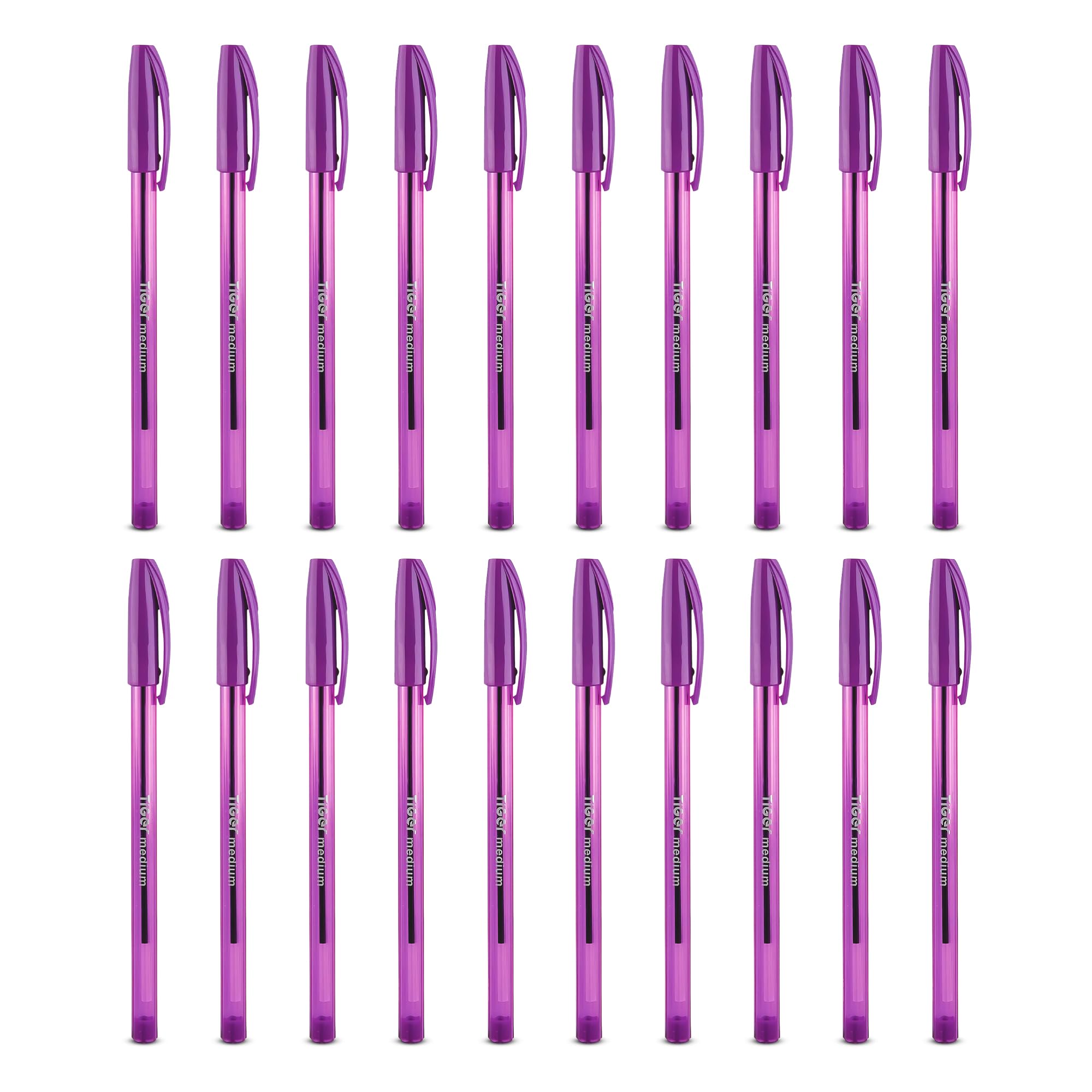 Lotus Coloured Ink Medium Point Nib Ultra Glide Smooth Ink Precision Ballpoint Pens (Purple, 20 Pack)
