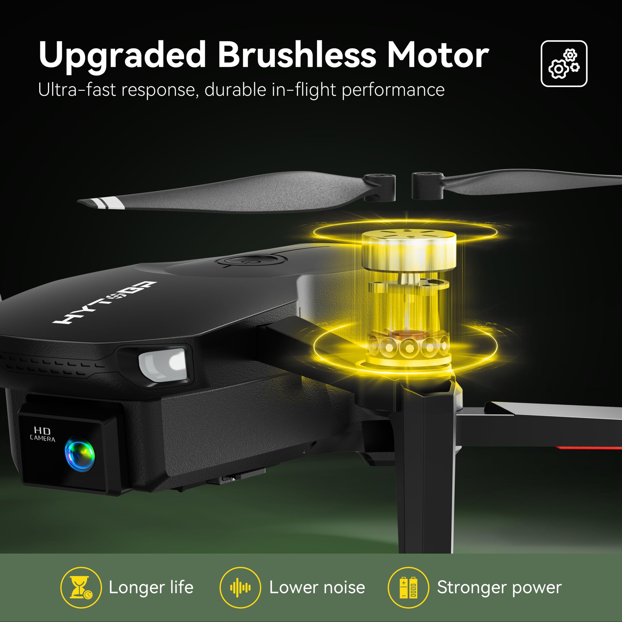H867 Drohne mit Kamera 4K für Erwachsene und Anfänger, Bürstenloser Motor, 36 Minuten Flugzeit (2 Akkus), 360° Flip, Optische Flusspositionierung, Faltbarer Quadrocopter(Schwarz)(Mittel)