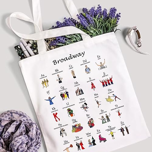 Miniatura 5 de WZJHCL Broadway Alphabet Tote Bag Broadway Musical Lover Tote Bolso de compras Broadway Teatro Musical Bolso de hombro