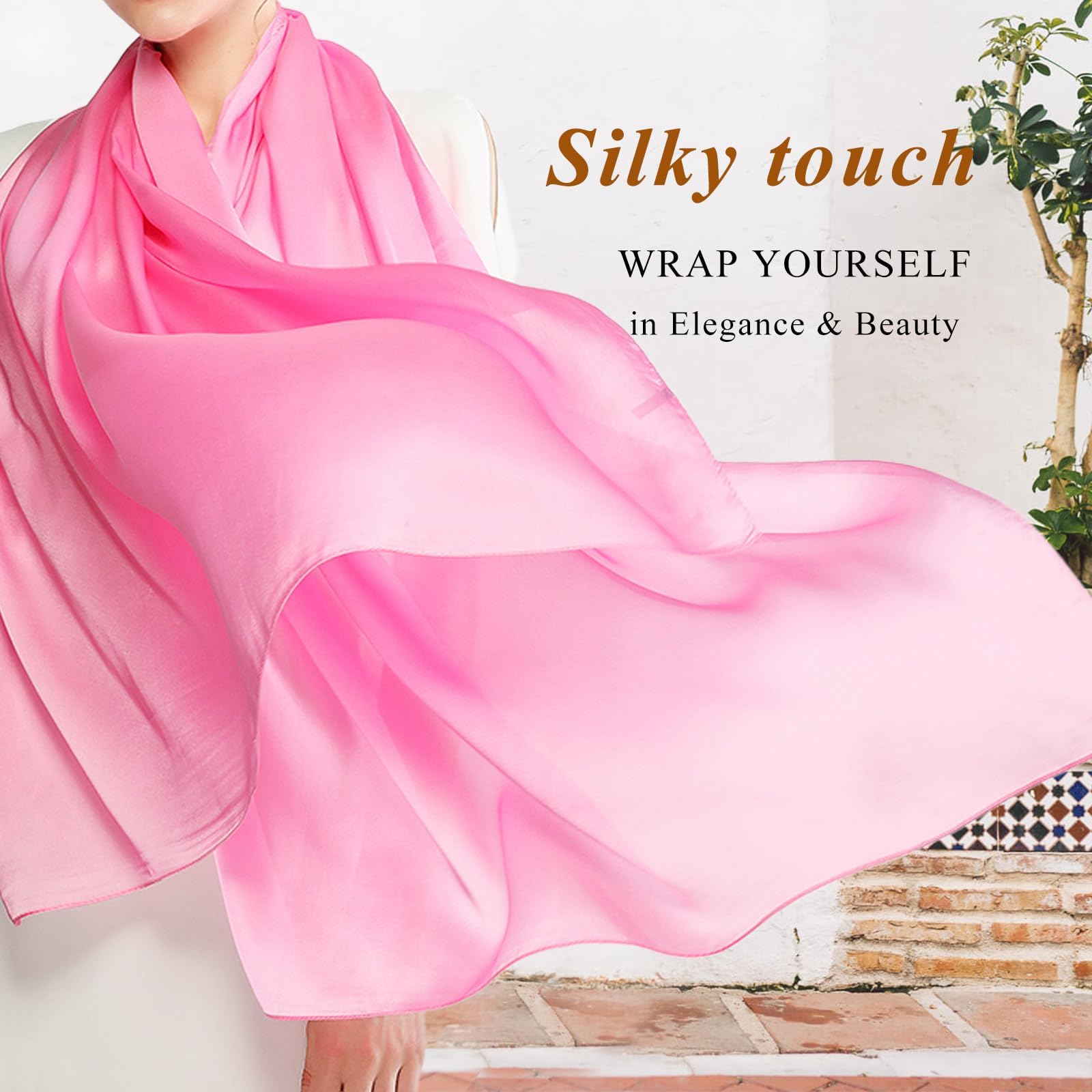 RIIQIICHY Foulard Sciarpa Seta Donna Pashmina Stola Scialle Cerimonia Abito da Sera Elegante Sposa