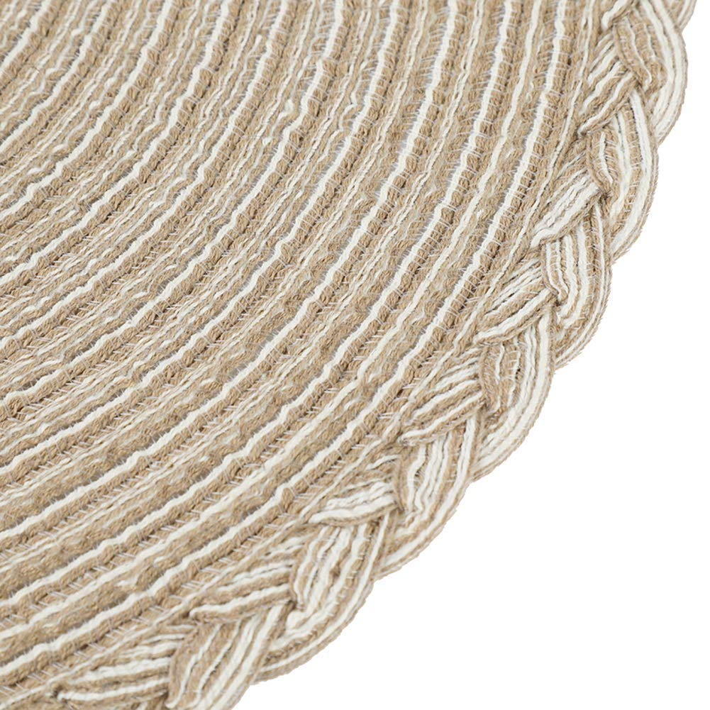 Napperon Rond de Table, Tapis antidérapant résistant à la Chaleur pour Table de Cuisine, PP tissé (Bleu) (Marron)