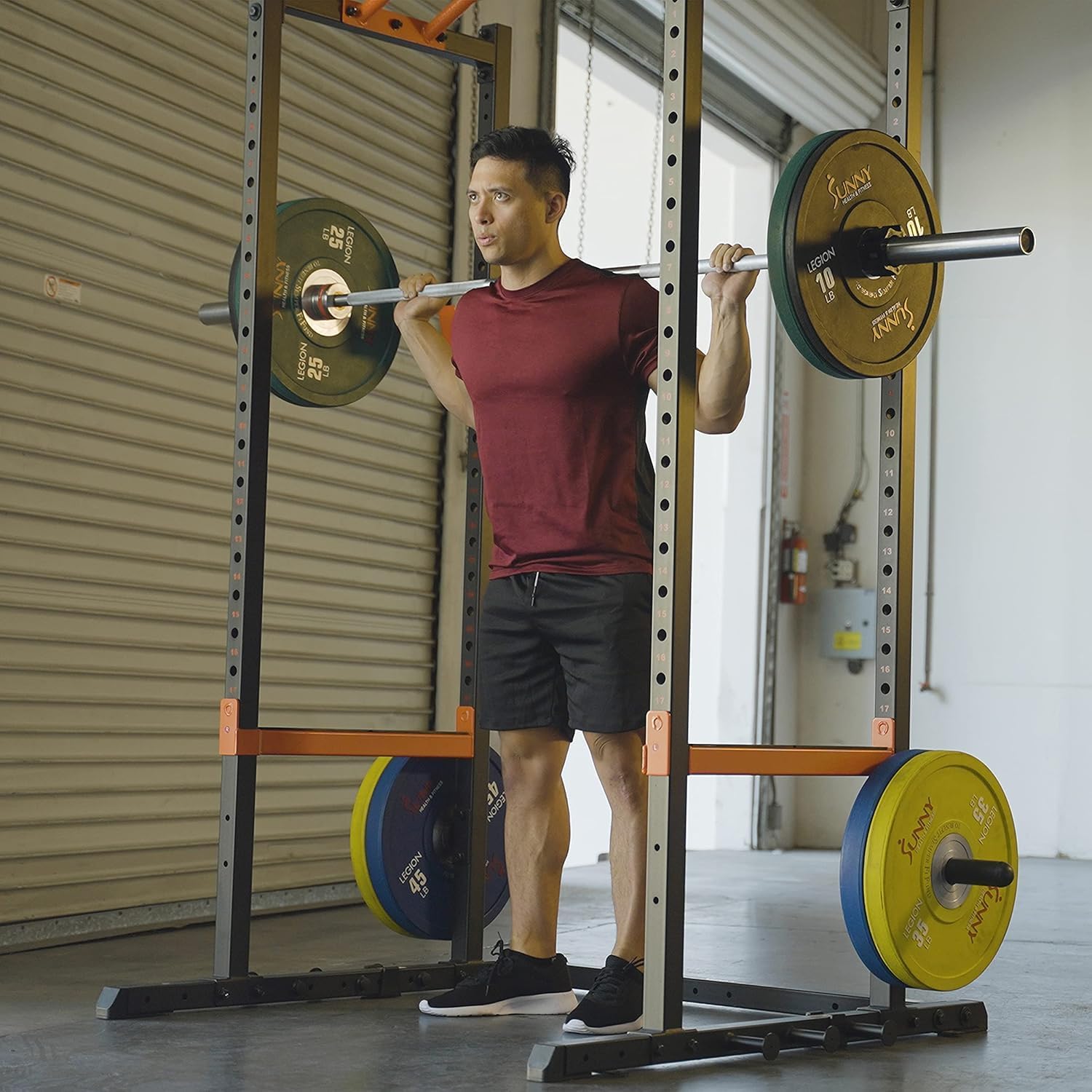 Sunny Health & Fitness Sunny Health & Fitness Power Zone Strength Rack – 1000 LB Capacity & Spotter Bar - Image 8