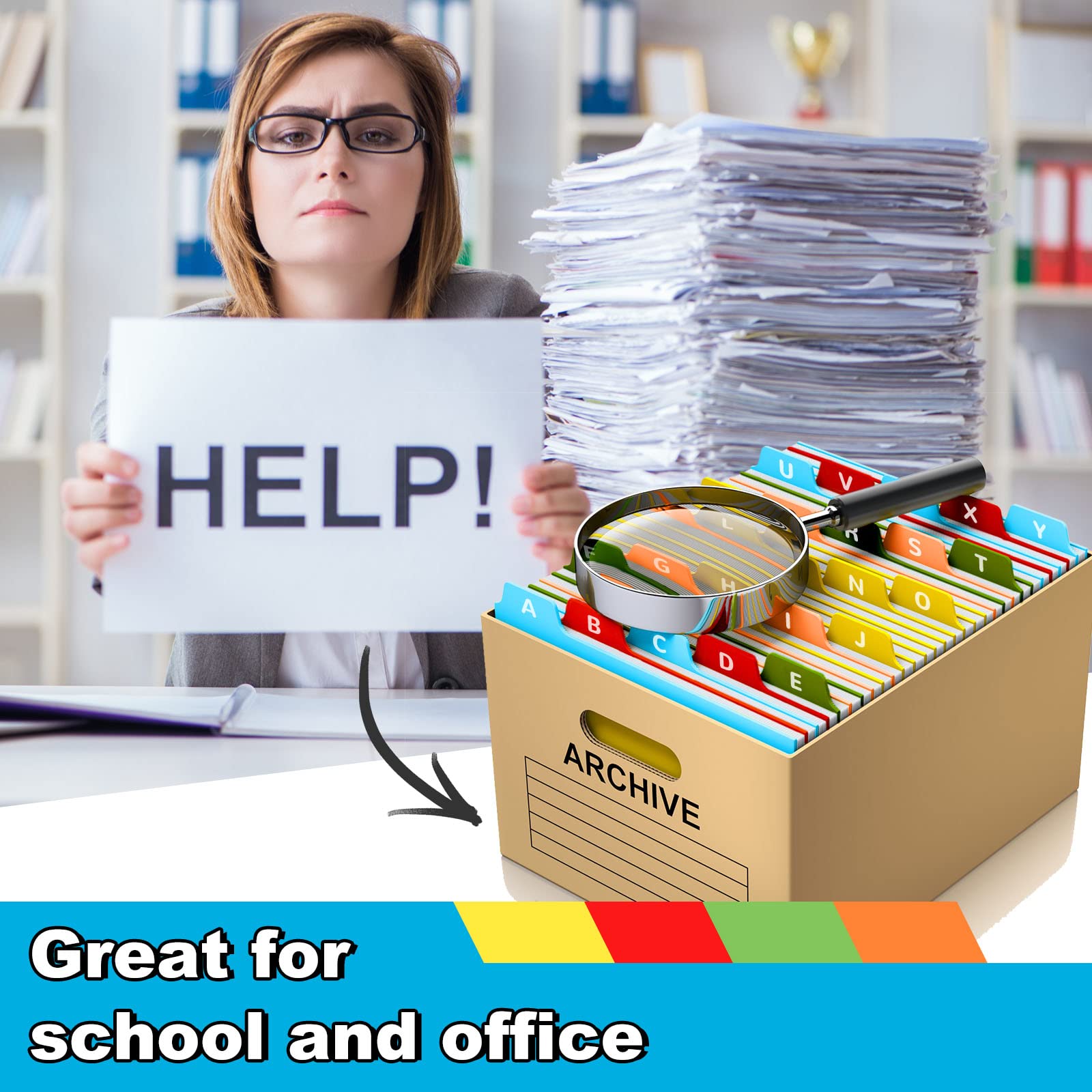 51 pz Index Card Guide Set Indice Schede Divisori Scheda Top Tab File Guide Alfabetico Alfa, A-Z 1/5 Tab Divisori per Ufficio Business Classroom Prodotti, Polipropilene, 31,8 x 20 Pollici