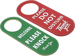 PATIKIL Double Side Door Hanger Sign, 2 Pack Do Not Disturb on Front and Welcome Knock on Back Side Door Knob Privacy Sign for Office Home Meeting, Multicolor