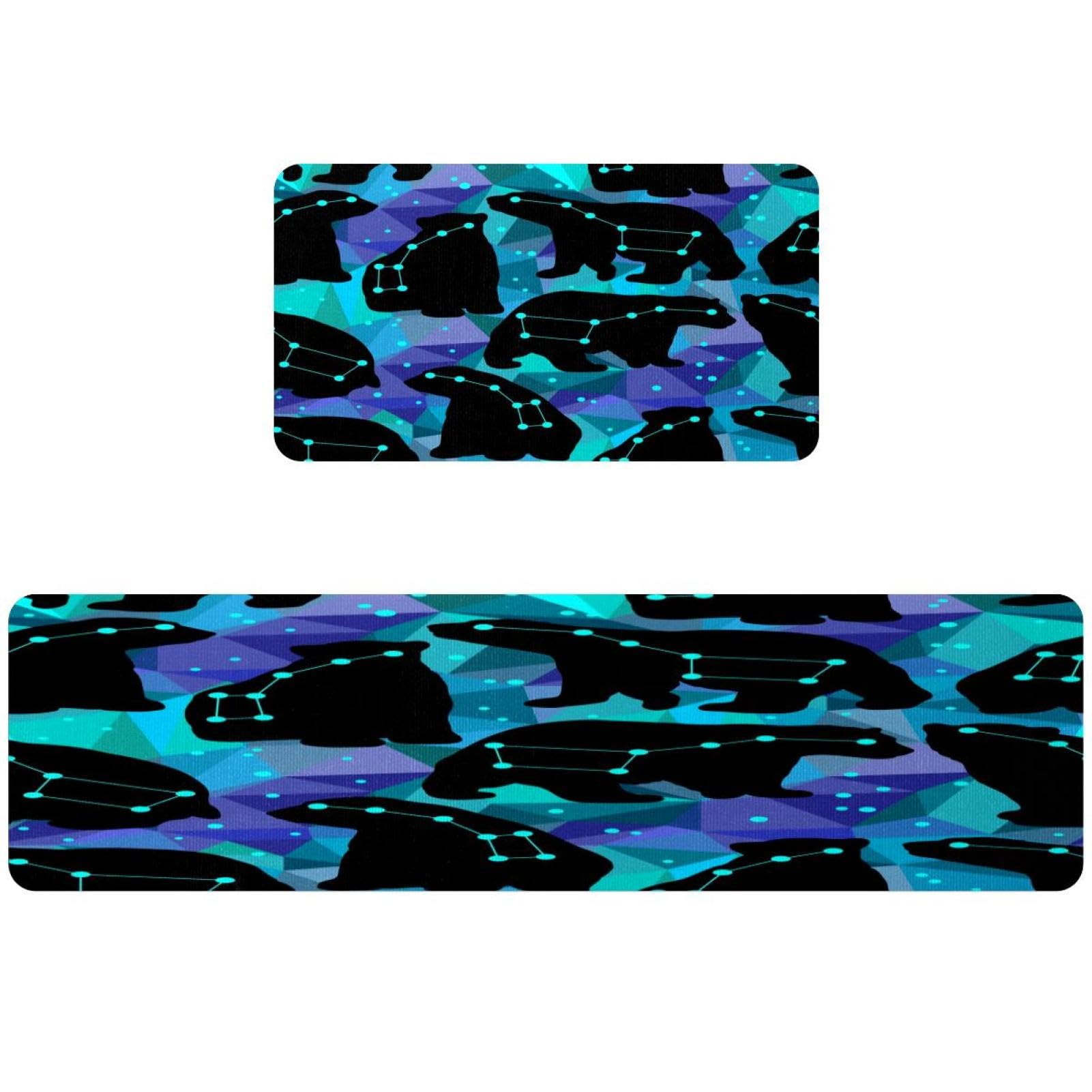 Tapis de cuisine anti-glisse et lavable : lot de 2 tapis ours polaires absorbants
