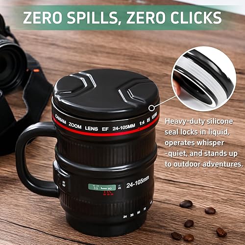 Miniatura 3 de Cabtnca Taza de café con lente de cámara, regalos para fotógrafos, regalos geniales para fotógrafos, taza de cerámica para cámara, regalos de