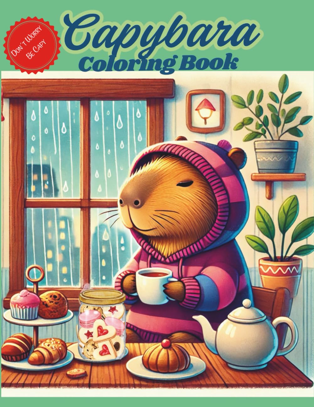 Capybara Coloring Book: Don´t Worry Be Capy, Fun animal Book For Kids, with cute scenes of capybara family
